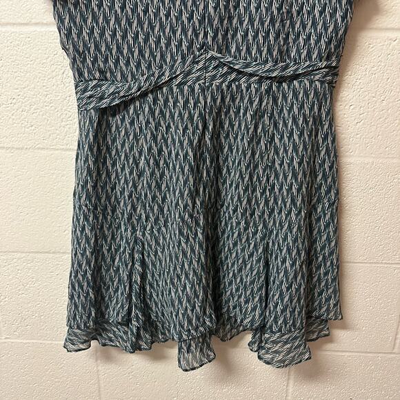 Reiss Rayah Printed Flippy Dress Blue Size 12 Mini Tie Detail Party Event Work - Picture 8 of 13